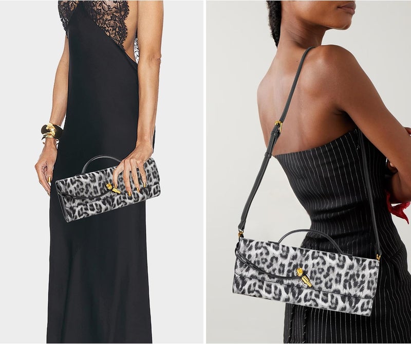 Joryin Woven Purse for Women Evening Clutch Woven Leather & Suede Handbags Crossbody Bag Suede Purse Formal Evening Bag - Image 2